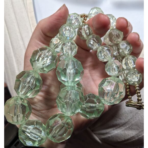 Vintage Chunky Translucent Mint Beaded Layered Necklace - Picture 3 of 5